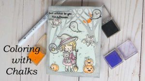 Coloring a Halloween Card with Chalks