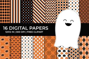 16 Halloween Digital Pattern Papers