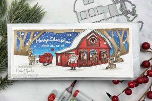 Reindeer Barn Christmas Card