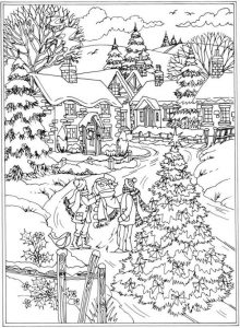 Winter Scene Coloring Pages