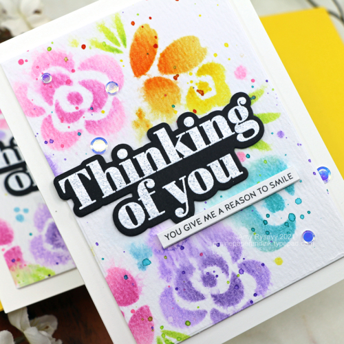 Stenciled Rainbow Floral Card