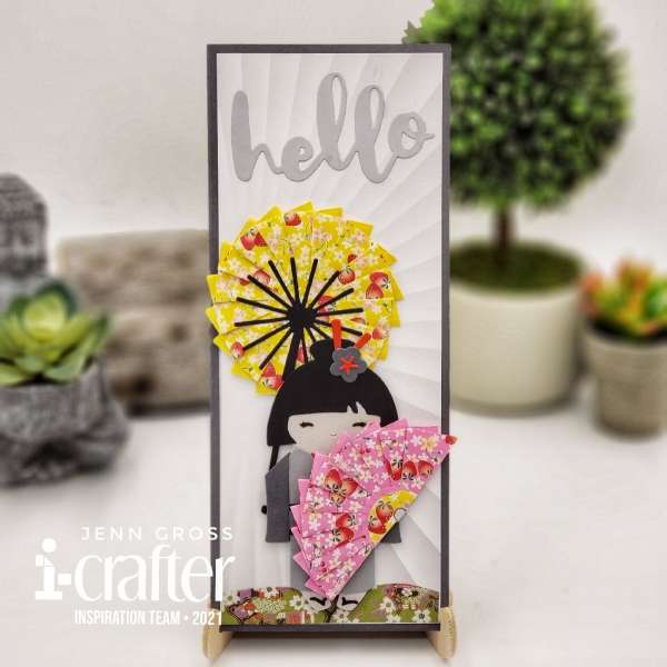 Geisha Folded Fans Card