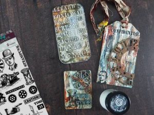 Stenciled Mixed Media Tags