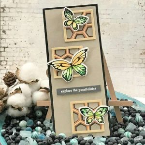 Butterflies on Honeycomb Slimline Card