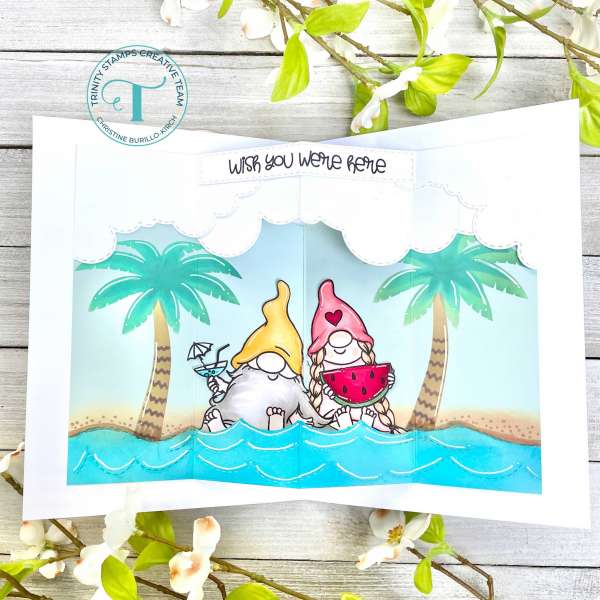 Gnomes on the Beach Pop Up Card