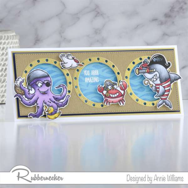 Pirate Ocean Animals Slimline Card