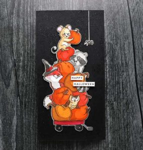 Stacked Pumpkins Slimline Halloween Card