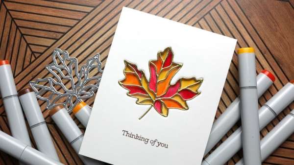 Faux Stained Glass Leaf Card