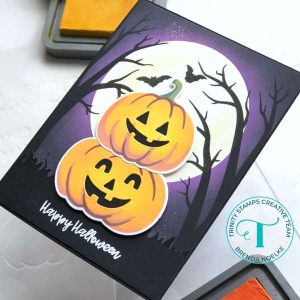 Stenciled Halloween Pumpkins Card