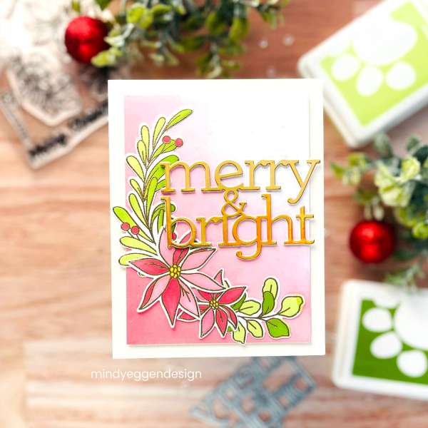 Merry and Bright Poinsettia Card