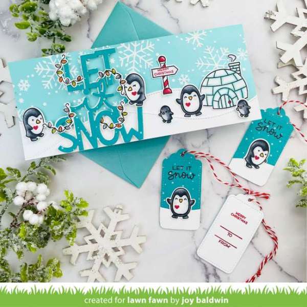 Let It Snow Penguin Slimline Card