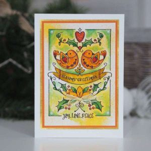 Turtle Doves Stamped Christmas Card