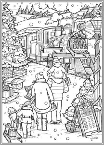 6 Christmas Scene Coloring Pages