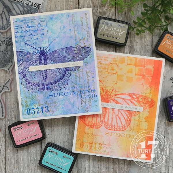 Colorful Distress Archival Ink Butterfly Cards