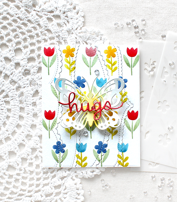 Spring Flowers Card with Die Cut Texture