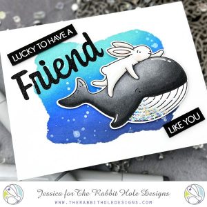 Whale Card with Faux Watercolor Background