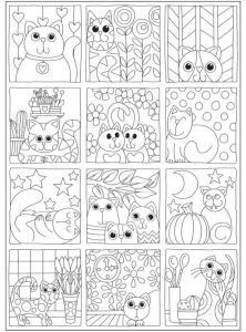 6 Whimsical Cats Coloring Pages