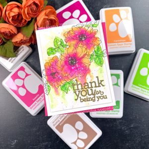 Floral Card with Drippy Watercolor Effect