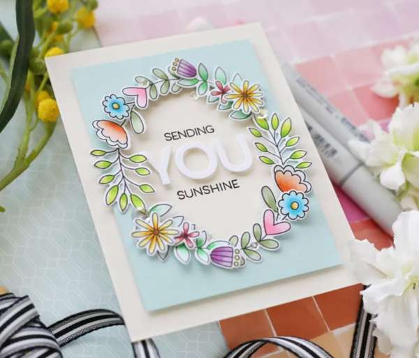 Spring Floral Wreath Card