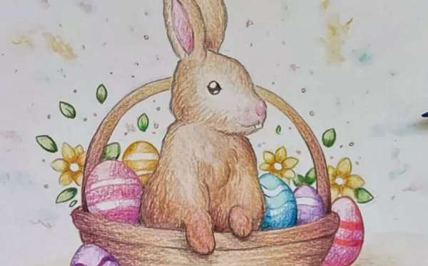 Easter Bunny Basket Coloring Page