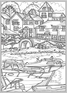 Charming Village Coloring Pages