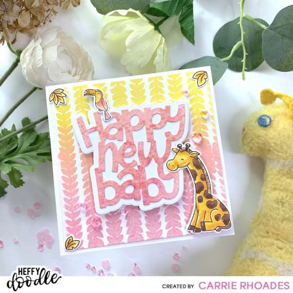 Baby Card with Ink Sprayed Stenciled Background