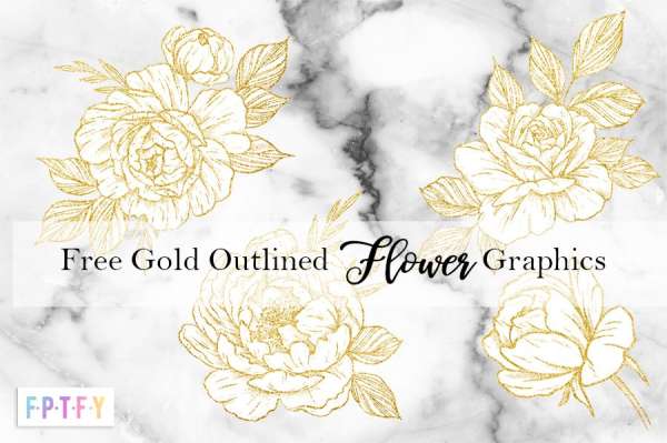 5 Free Gold Flower Digital Stamps