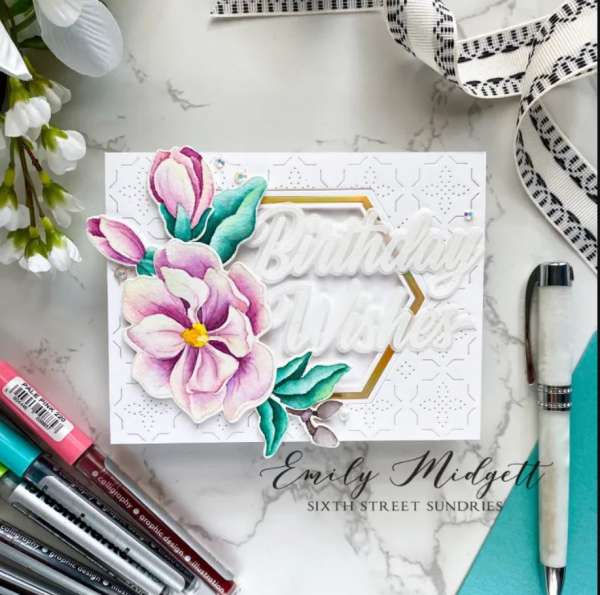 Magnolia No-Line Watercolor Card