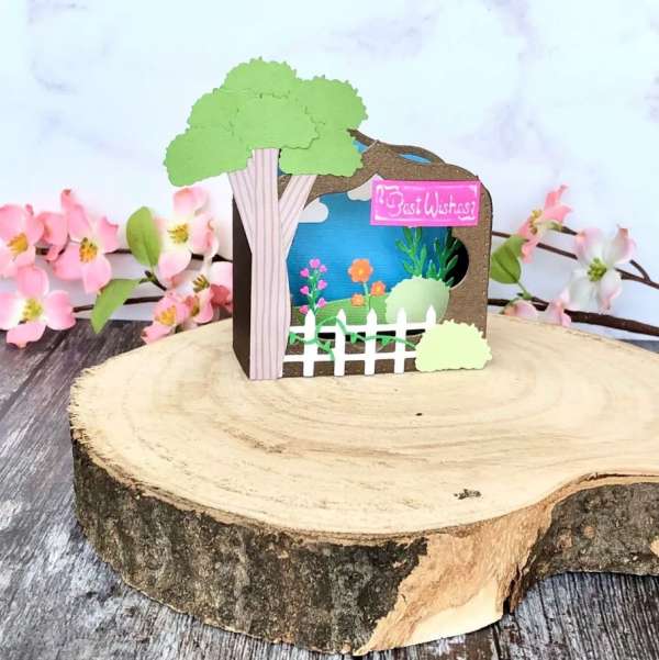 3D Spring Scene Shadow Box Card