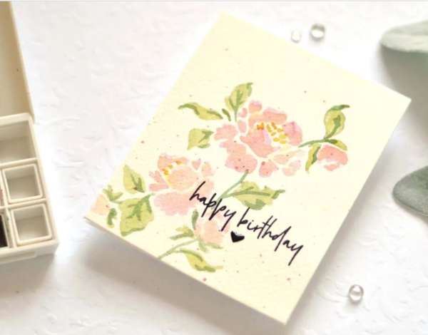 How to Watercolor a Card with Stencils