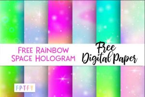 Free Rainbow Space Hologram Pattern Papers