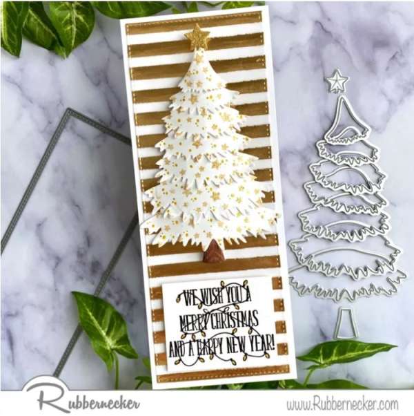 Christmas in July - White and Gold Tree Card