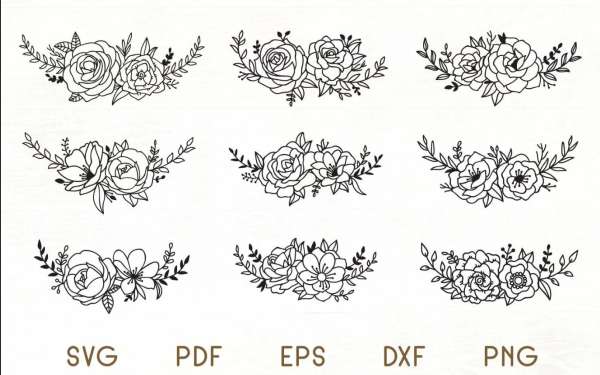 9 Free Floral Swag Digital Stamps