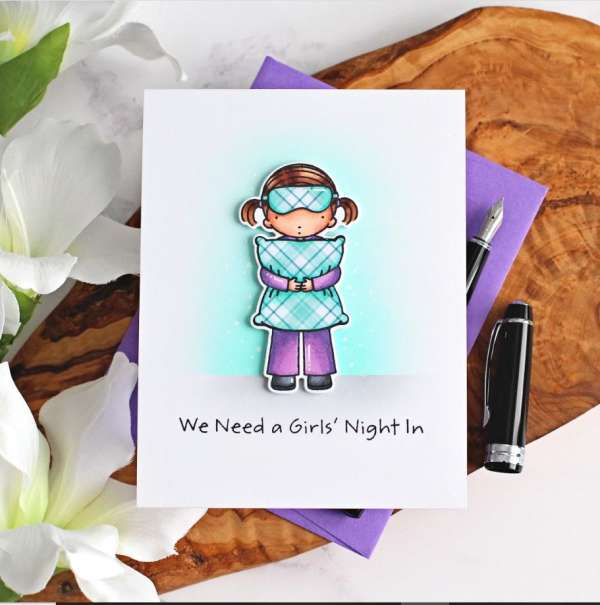 Girl's Night Card with Paper Piecing 