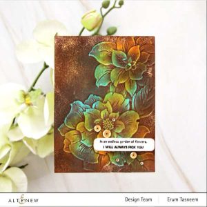 Grungy Botanical Card with Inked Embossing Folder