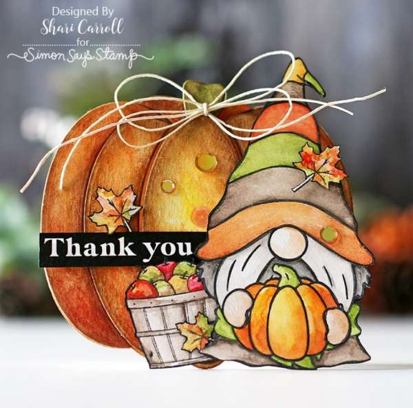 Fall Pumpkin Shaped Gnome Card