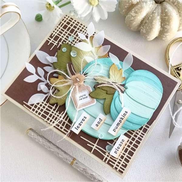 Teal Pumpkins Card with Layering Dies