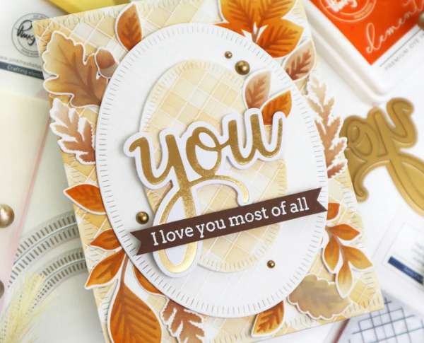 Stenciled and Foiled Fall Foliage Card