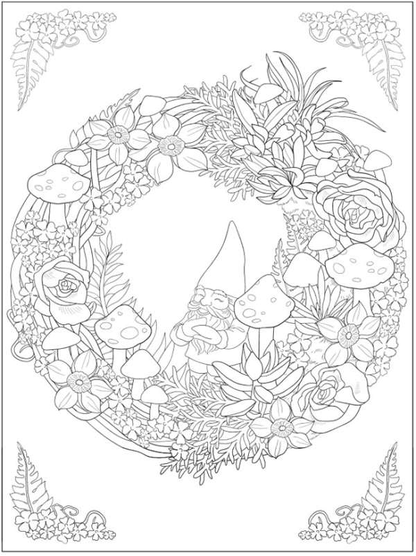 6 Floral Wreath Coloring Page