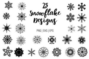 25 FREE Snowflake Digital Stamps and Dies