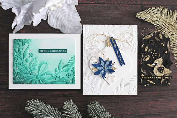 Floral Embossed Christmas Cards 3 Ways