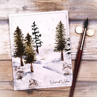 Winter Woods Watercolor Card