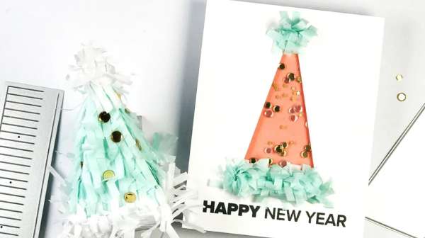 New Years Party Hat Shaker Card