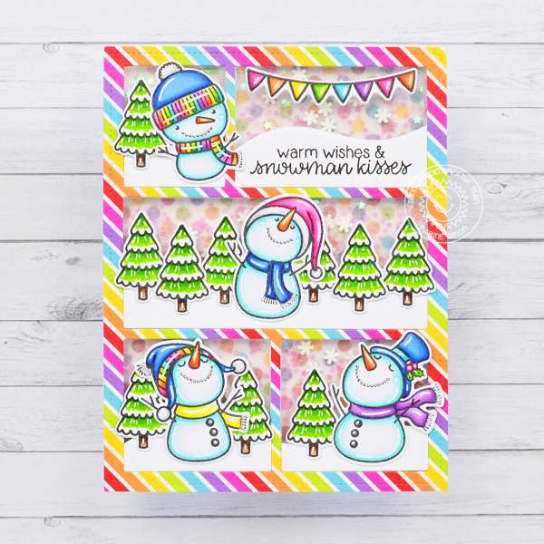 Rainbow Snowmen Shaker Card