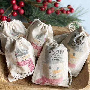 Stenciled and Stamped Muslin Gift Bags