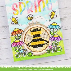 Cross Stitched and Stamped Spring Bee Card