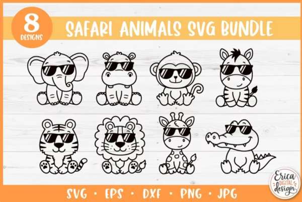 8 FREE Safari Animals Digital Stamps and Cut Files