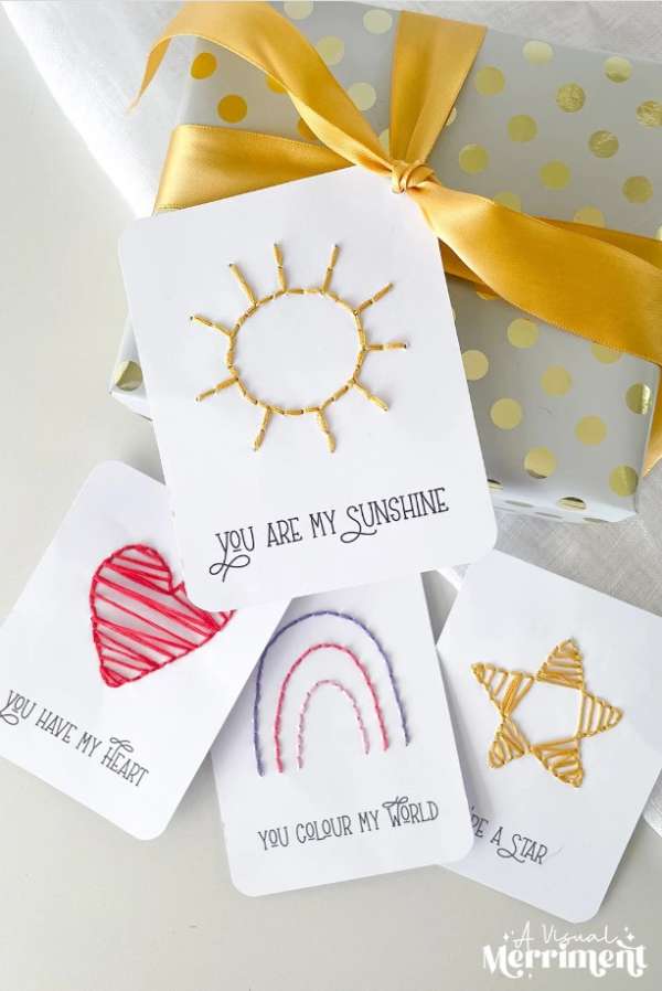 11+ Handmade Card Ideas with Sewing and Stitching plus Freebies