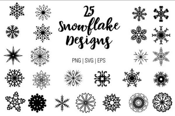 25 FREE Snowflake Digital Stamps 