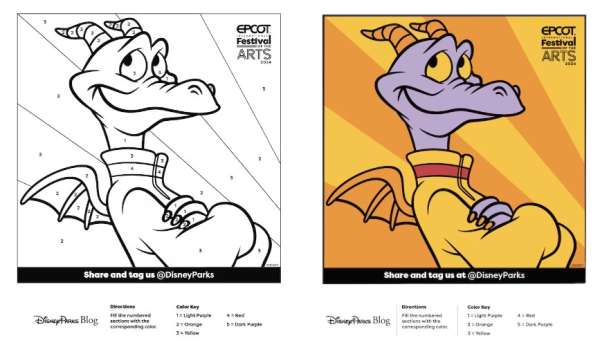 2 Disney's Figment the Dragon Color by Number Pages